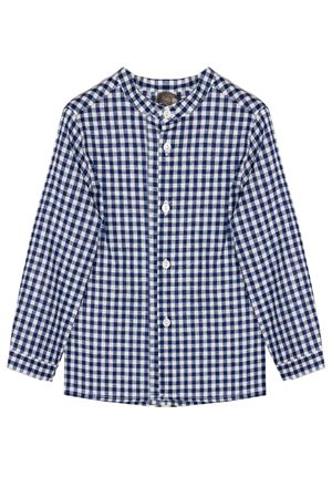 Camicia a quadri in cotone e lino blu e bianco LITTLE BEAR KIDS | 3242QUADROBLU